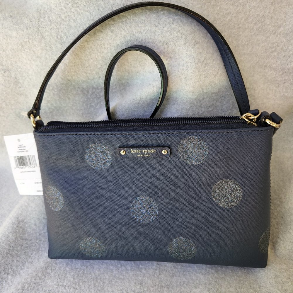 Kate Spade BRAND NEW Navy Blue Polka Dot Glitter print